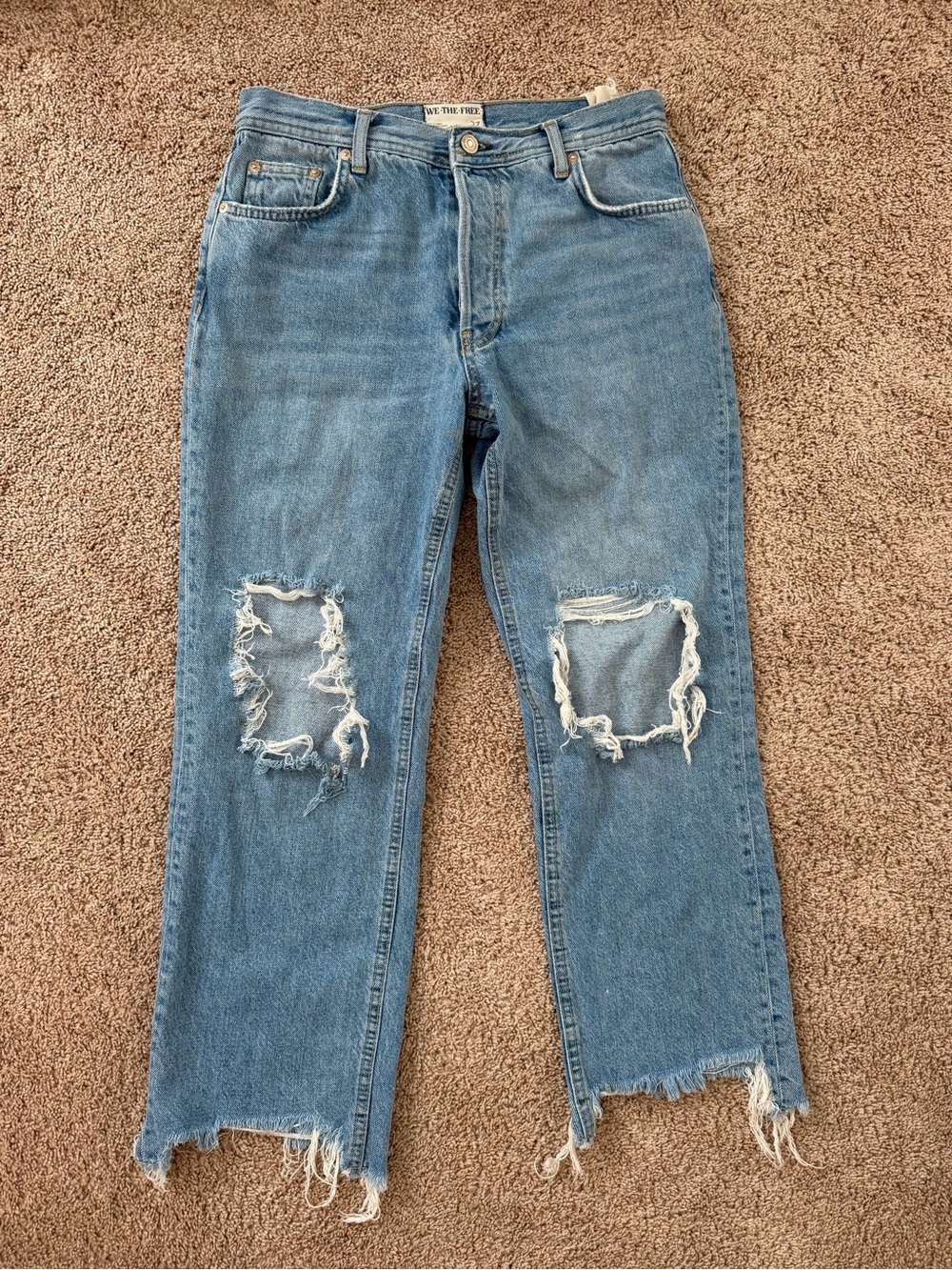 Free People Light Blue Distressed Jeans